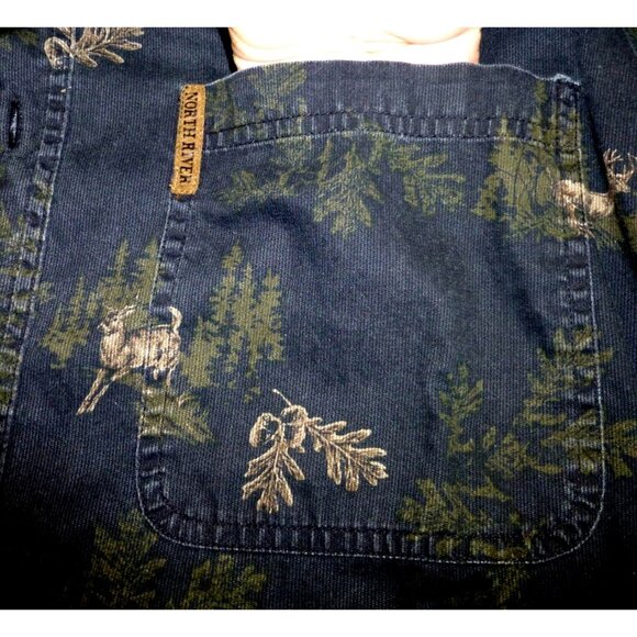 North River Brushed Cotton Deer Black Forest Button Up Shirt XXL Long Sleeve - Picture 9 of 12